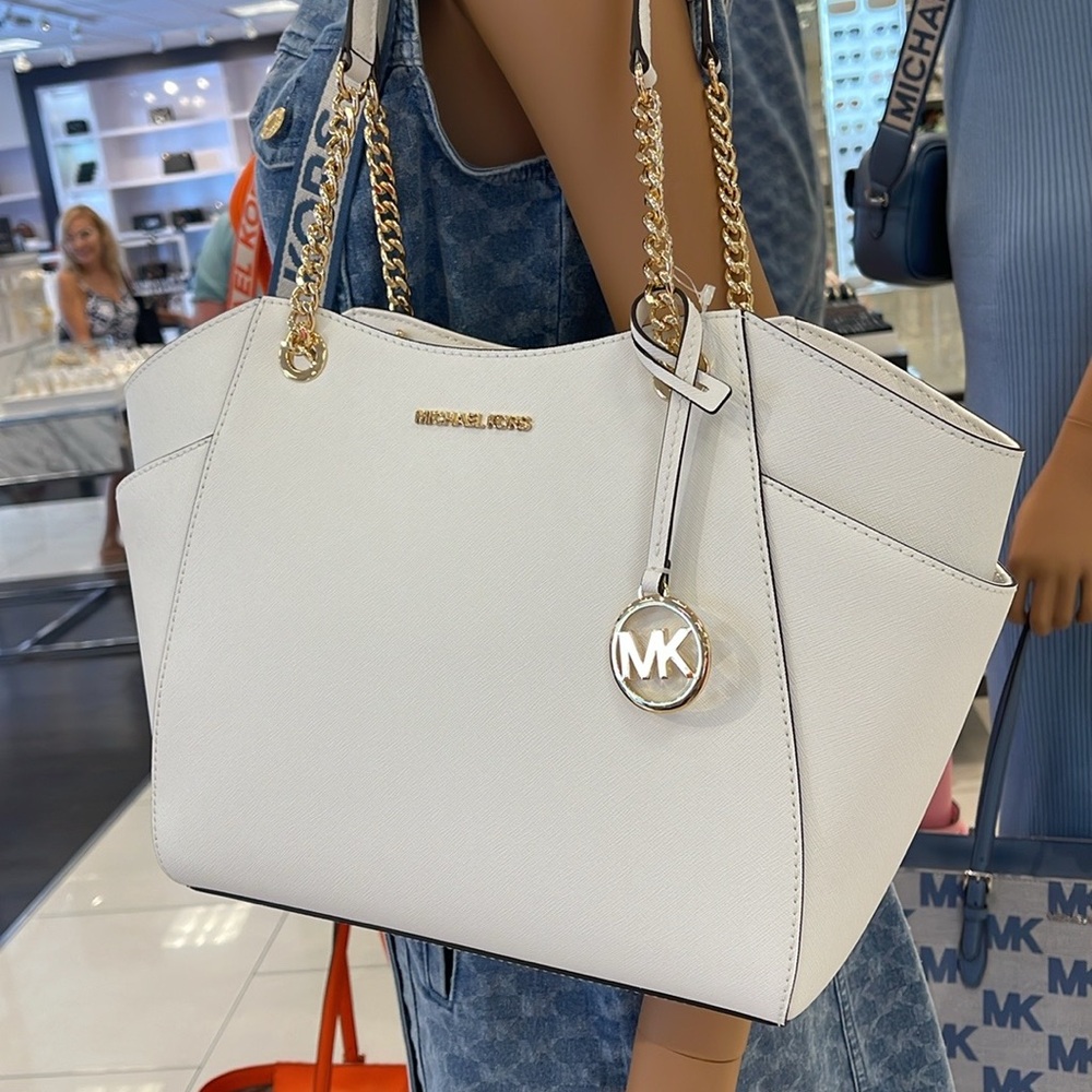 Michael Kors Jet Set Lg Saffiano Leather Chain Shoulder Tote Bag MK
Optic White - Picture 5 of 16